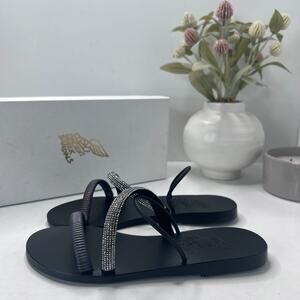 Ancient Greek Polytimi Crystals Strappy Flat Slip On Sandals Women's US 5M